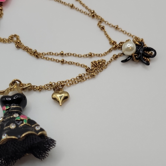Betsey Johnson Black and Gold Dress Charm Necklace - Picture 4 of 9